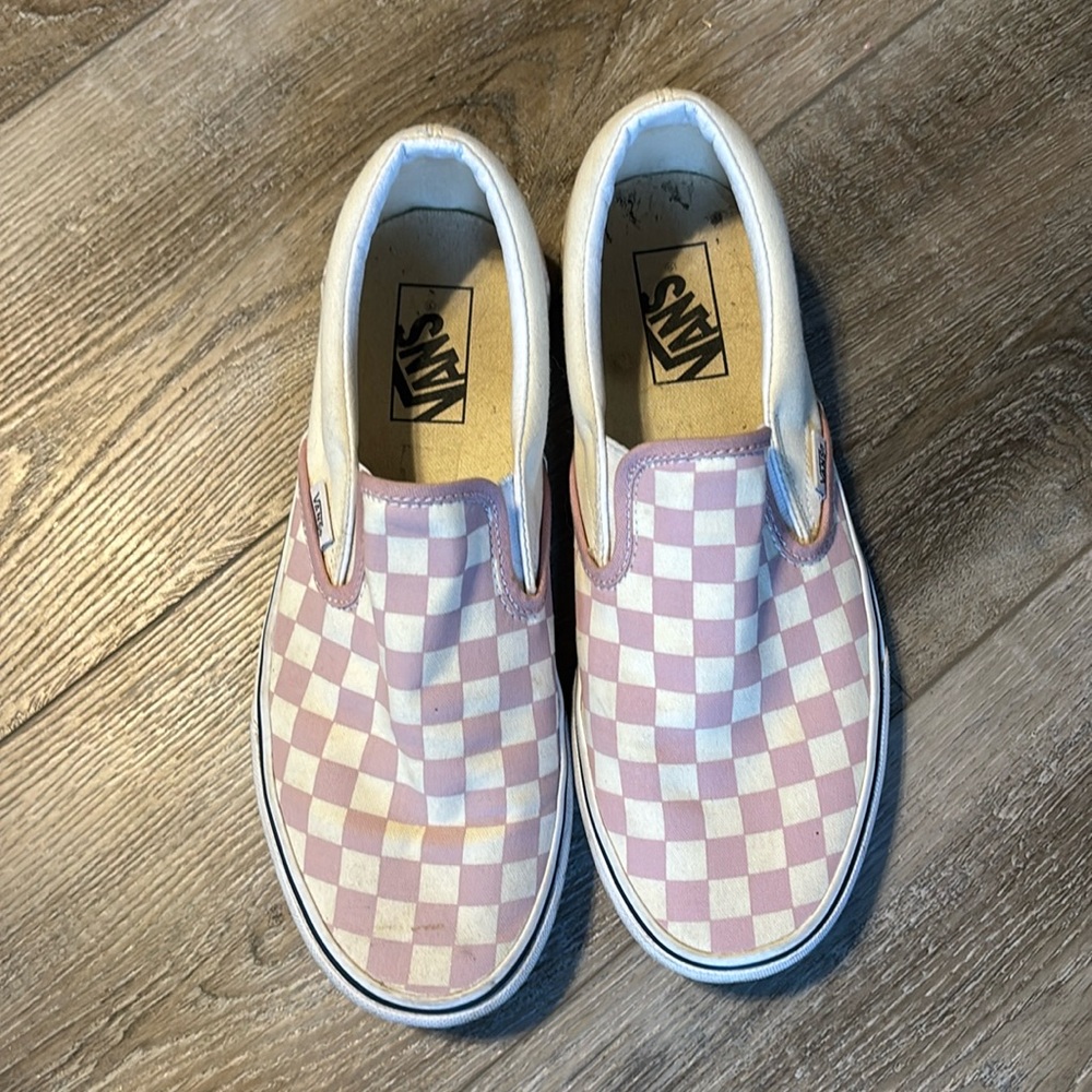 Pink checkered Vans excellent condition, worn once.